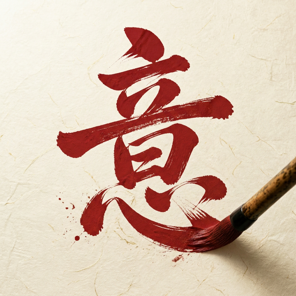 Chinese calligraphy: 意 (meaning / intention) — more than language, a way to understand